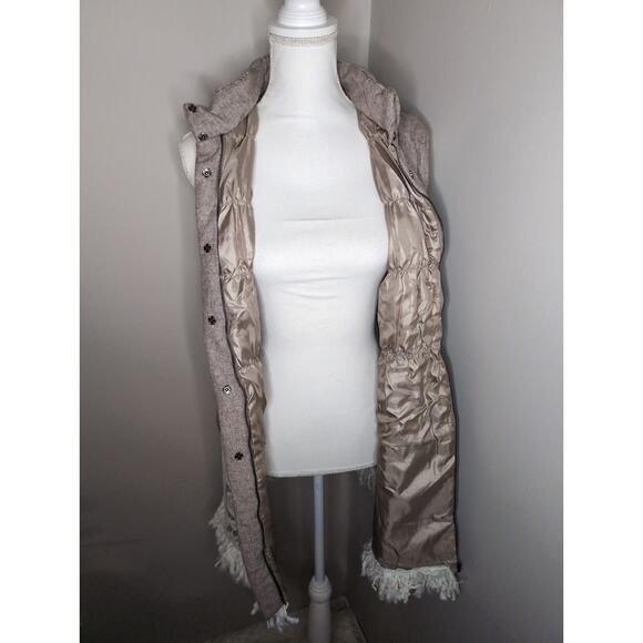 Ryu Anthropologie feminine lace boho fringe adjustable puffer vest Sm - Picture 2 of 10